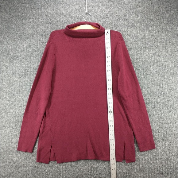 J. Jill Women's Pullover Knit Sweater Red Burgundy Medium Long Sleeve Mock Neck - Picture 11 of 13